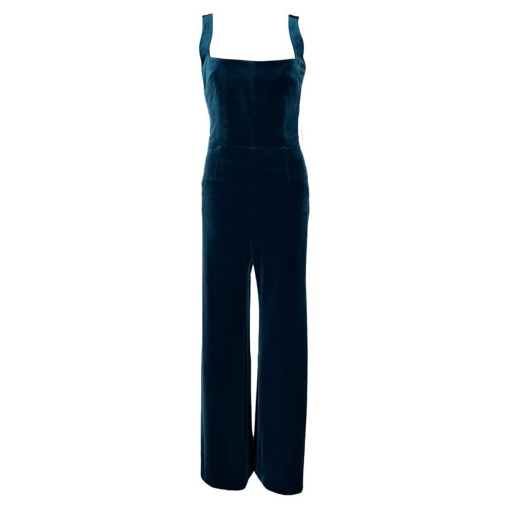 Galvan London Vesper Jumpsuit in Turquoise Velvet